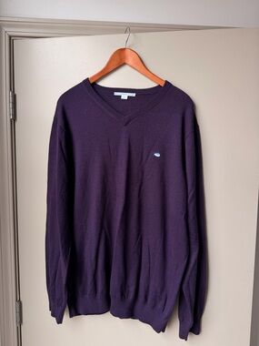 Southern Tide Men's V-Neck Sweater in Deep Purple